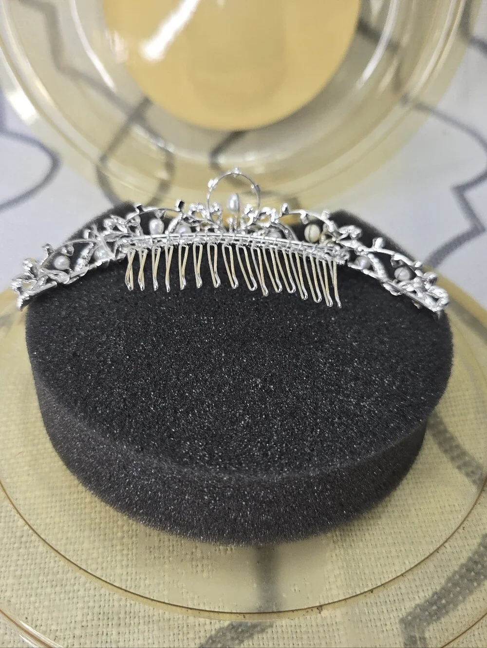 David's Bridal Headpiece Collection Pearls and Rhinestones Silver Comb Vintage